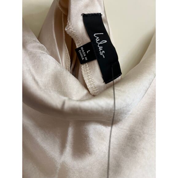Lulus Hold Onto Love Beige Satin Cowl Neck Cami Tank Top L NWT - Picture 5 of 6